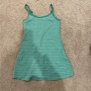 Green Striped Casual Mini Dress